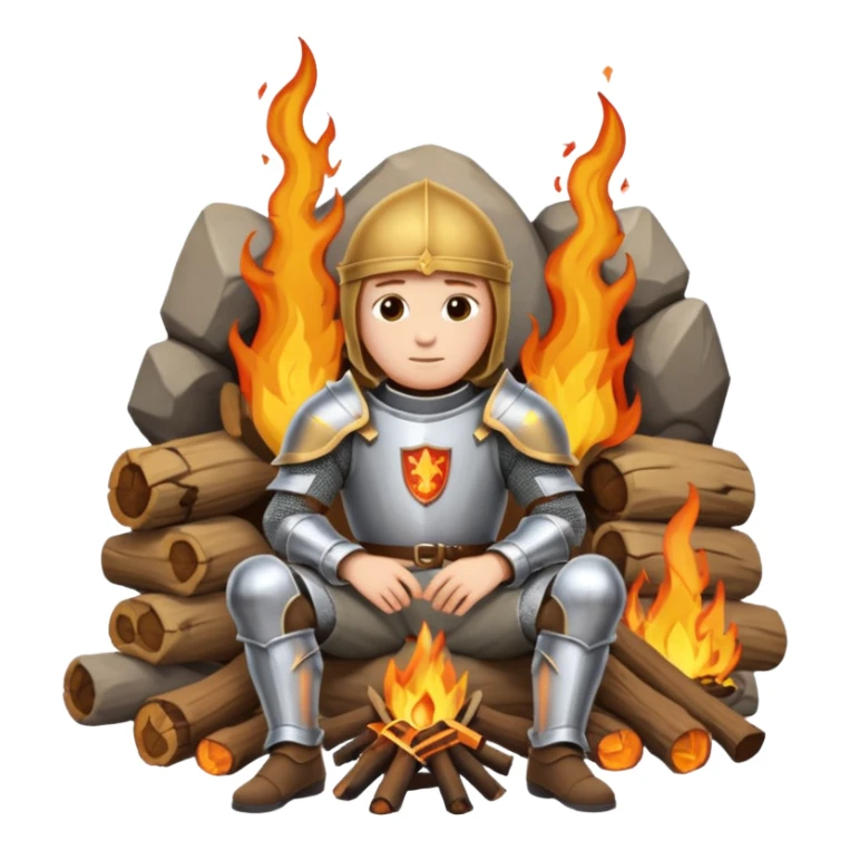 Knight sitting and resting by a bonfire sticker