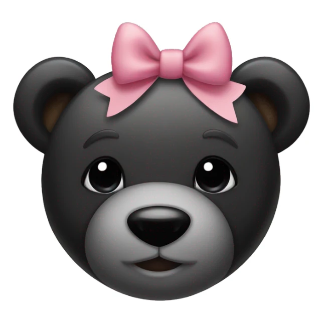 Cute black teddy bear with black bow on right of her ear sticker