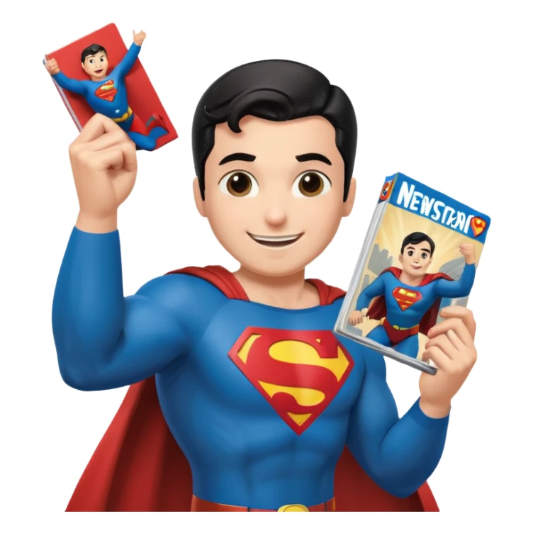 a magazine with Superman on the cover sticker