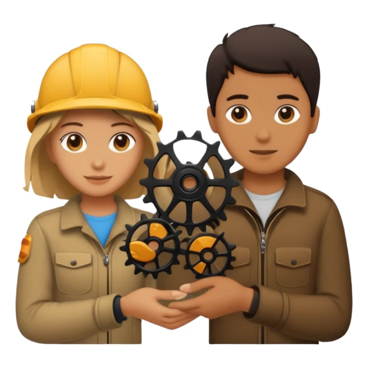 person silhouette handing a gear to another sticker