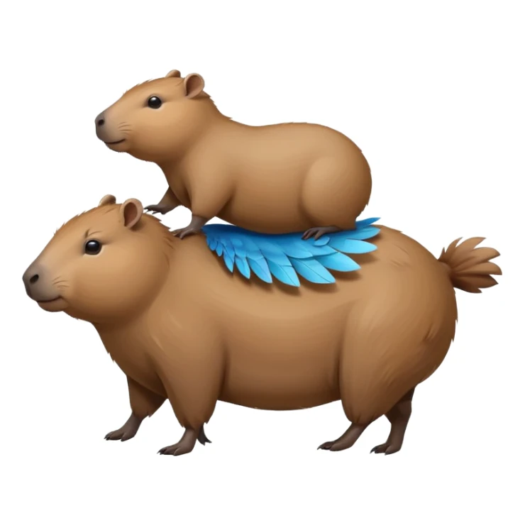 Capybara flying on top of a bird sticker