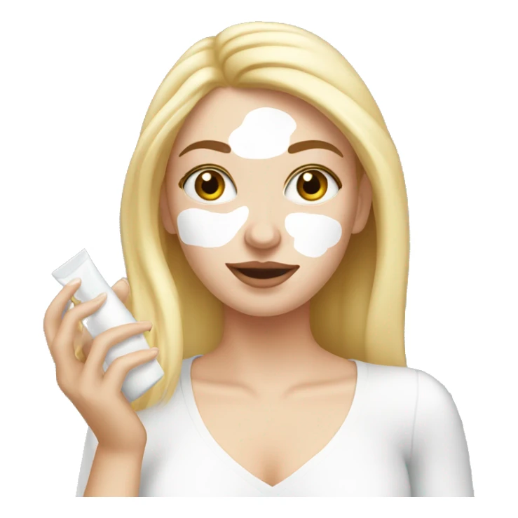 white girl applying cream on face sticker