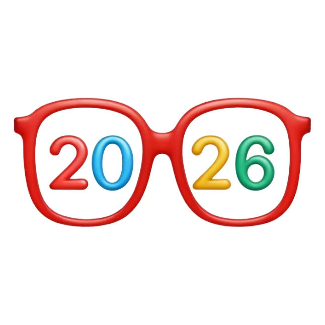 new years glasses but the frames are the numbers “2026” sticker