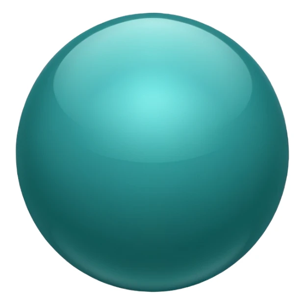 glossy teal sphere, blue-green balance sticker