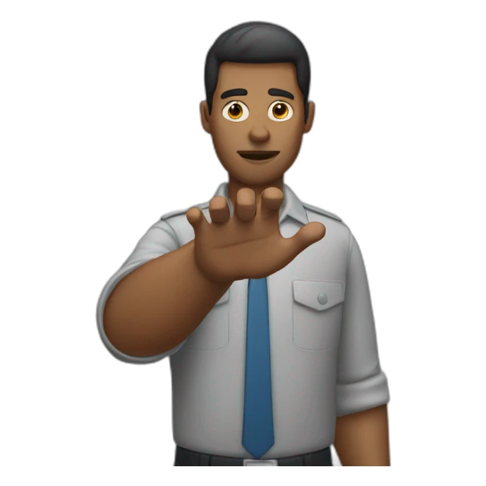 Man making a stop sign with his hand in front of him sticker