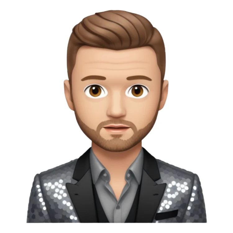 Justin Timberlake with light brown hair, grey sequin tour outfit  sticker