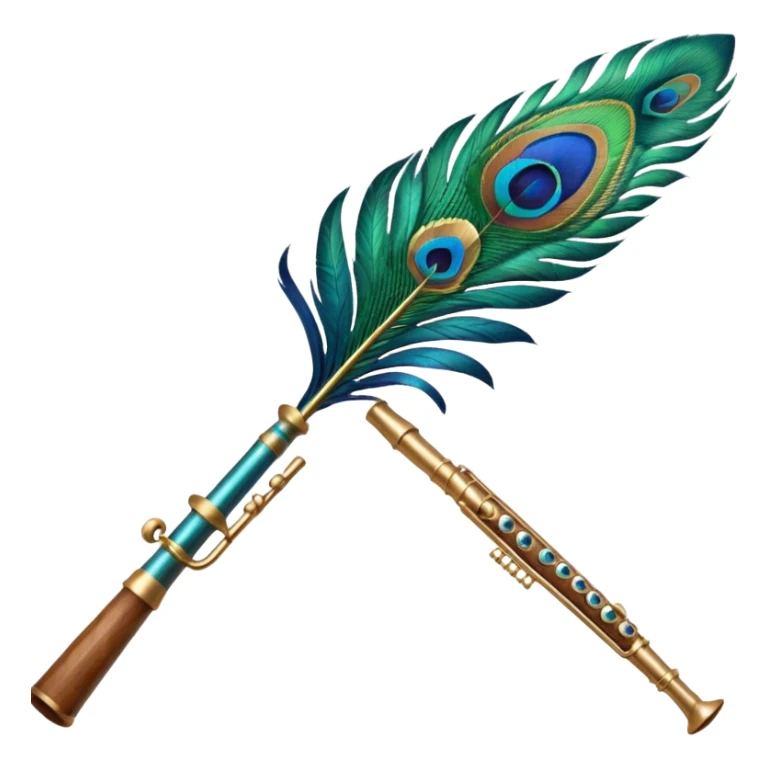 Create a emoji of krishnas peacock feather and flute sticker