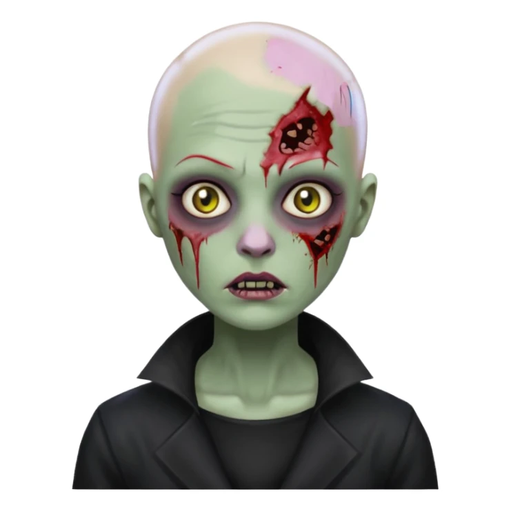 bald woman zombie black costume  sticker