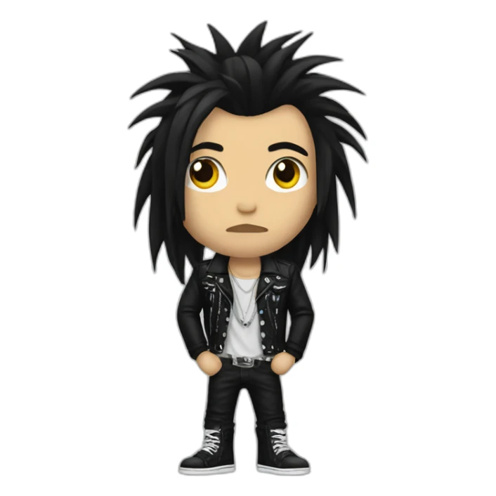 punk rocker with long black hair sticker