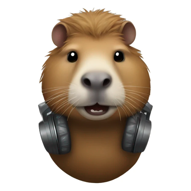 Capybara listening to metal sticker