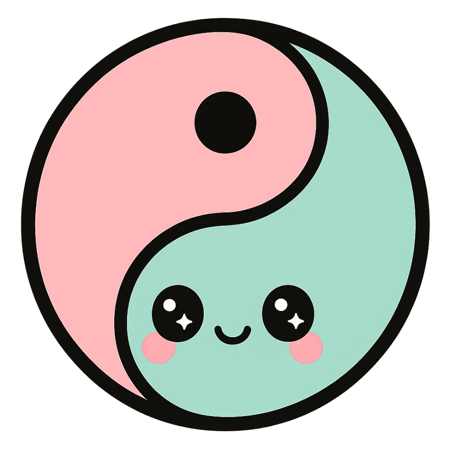 little alchemy style icon
subject: tao
border: medium-black
shape: round, circular
background: white
style: full color fill with medium black outlining sticker