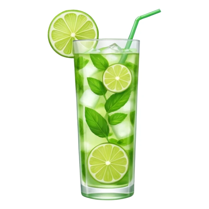 Mojito – tall glass with lime, mint leaves, and ice sticker