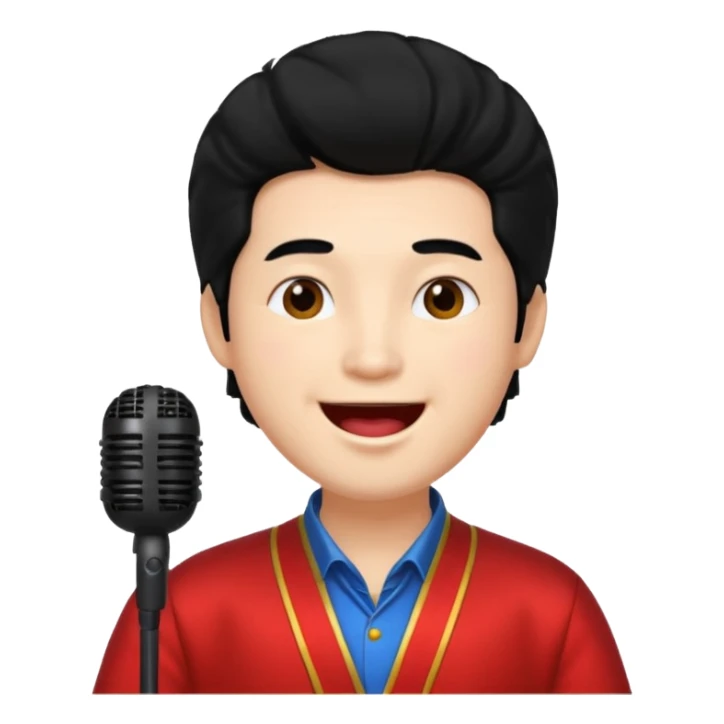 chinese man with big hair singing sticker