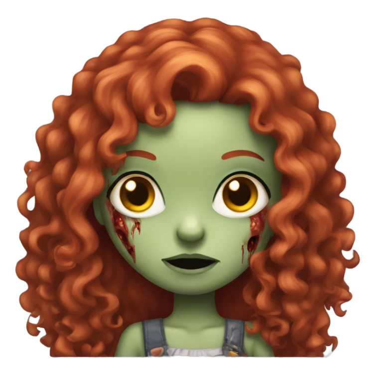 Zombie girl with long red curly hair sticker
