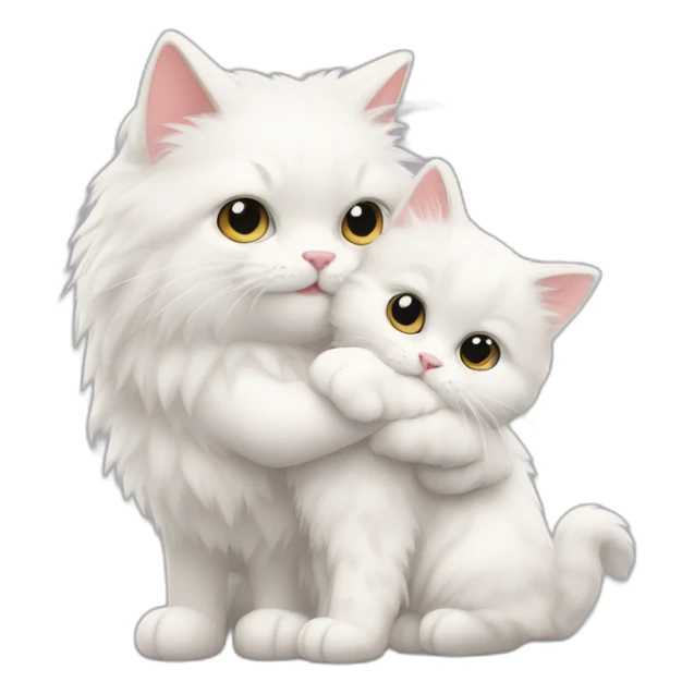 cute fluffy white cat hugs another cat sticker