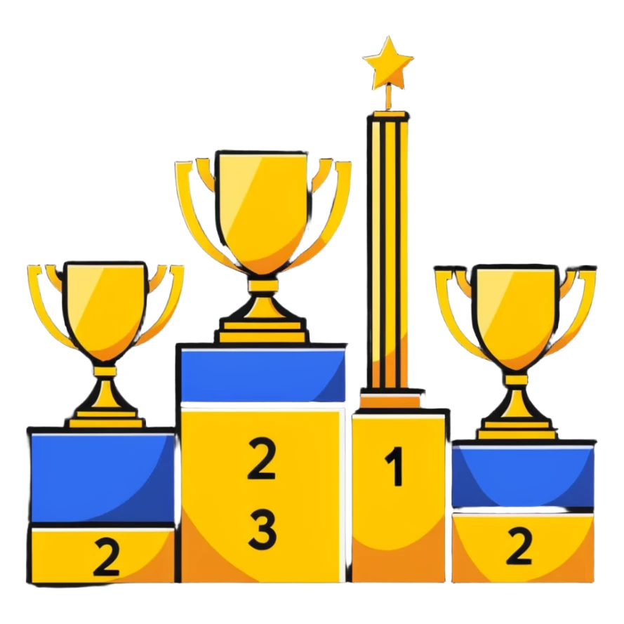 competition podium with 1st, 2nd, and 3rd place sticker