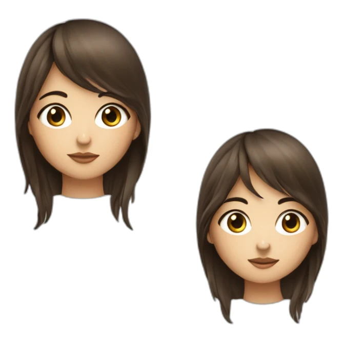 Fille brune abec des yeux bleux avec une frange et des cheuveux long sticker