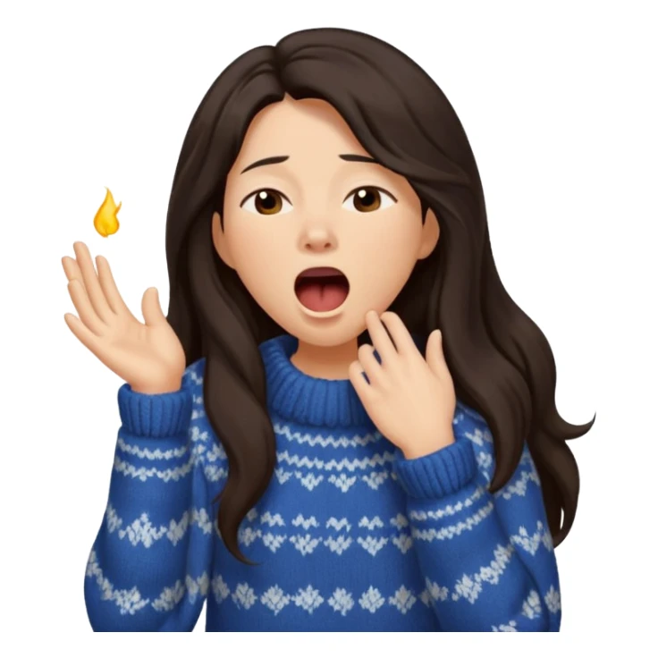 yawning dark long hair woman in sweater sticker