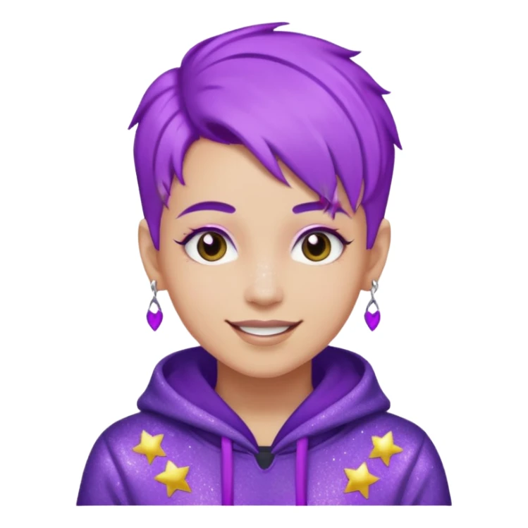 glitter purple gamer non-binary happy purple hair sticker