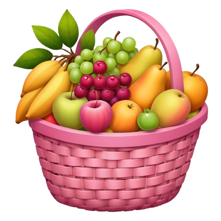 A pink aesthetic basket of fruits sticker
