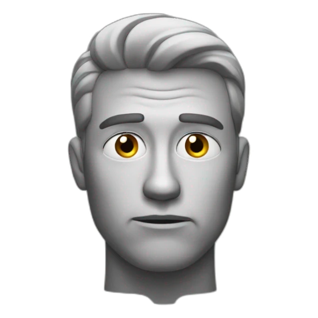 man with a hand on his chin, looking doubtful, thinking about something. sticker