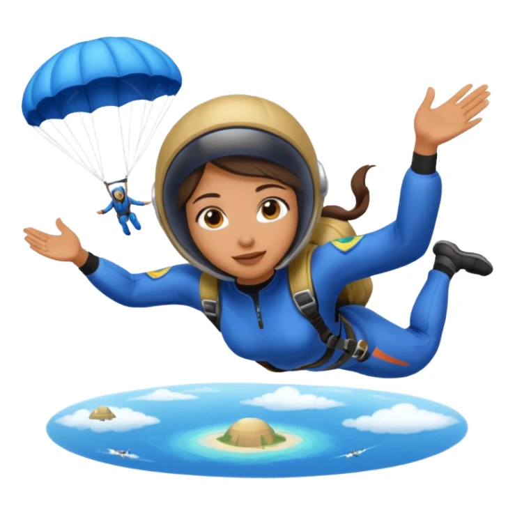 Skydiving girl with parachute and UFO blue sticker