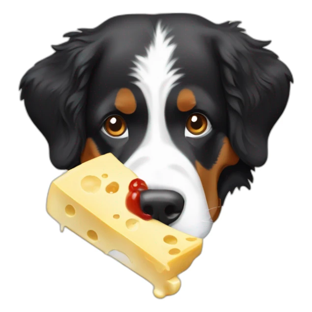Bernese mountain dog eating fondue swiss cheese sticker