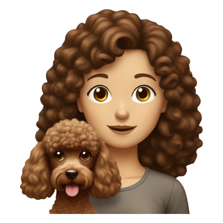 Brown poodle with a Brown hair girl sticker