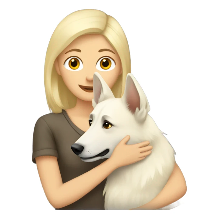 blonde girl hugs white shepherd sticker