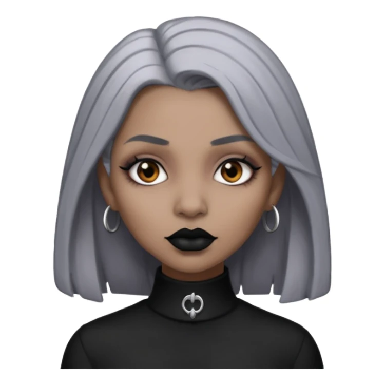 Light cool brown skin grey hair black lips goth girl sticker