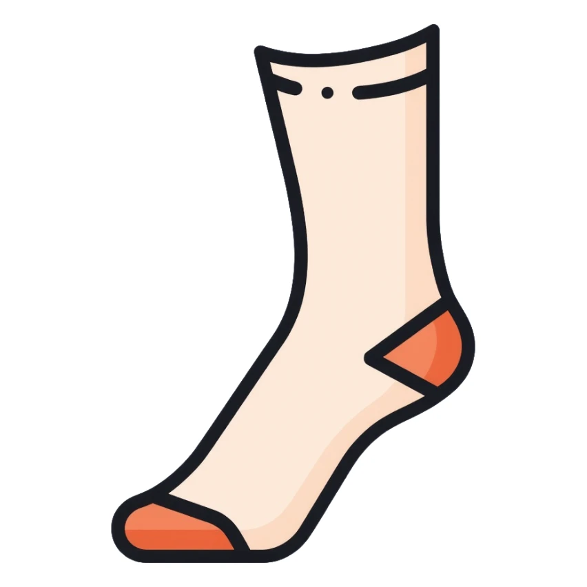 white sock cut open showing the inside insole texture from bottom view sticker