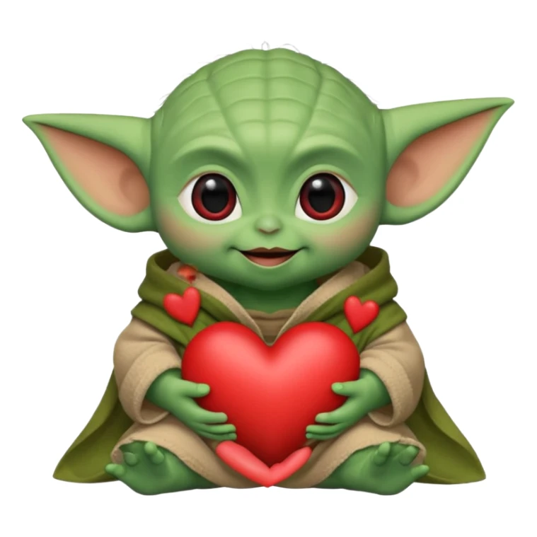 Baby yoda with heart sticker
