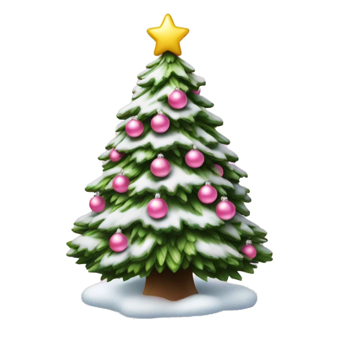 Christmas tree with snow on it and pink ordainments  sticker