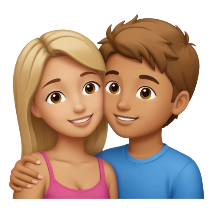 A Cute boy kissing a cute girl sticker