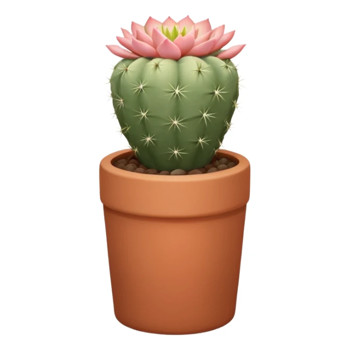 A ceramic pot in a pastel terracotta color, shaped like a cylinder, the pot is tall and contains an Acanthocalycium Glaucum cactus plant. sticker