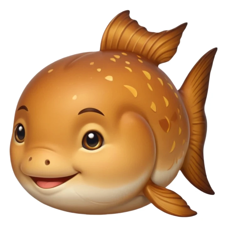 delicous fish-shaped bun like simple emoji for using app with cute bun and 측면에서 바라보는 붕어빵 이미지 비늘은 최대한 안보이게 귀여운 이미지로 sticker