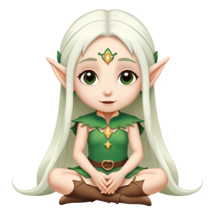 small elf girl long white hair sitting down sticker