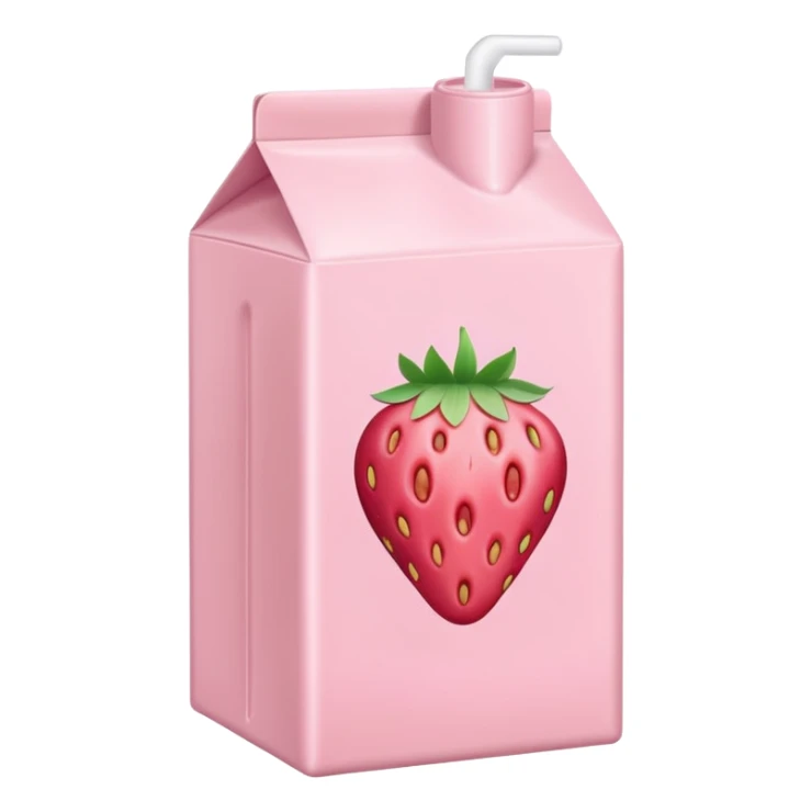 a pastel pink strawberry milk carton sticker