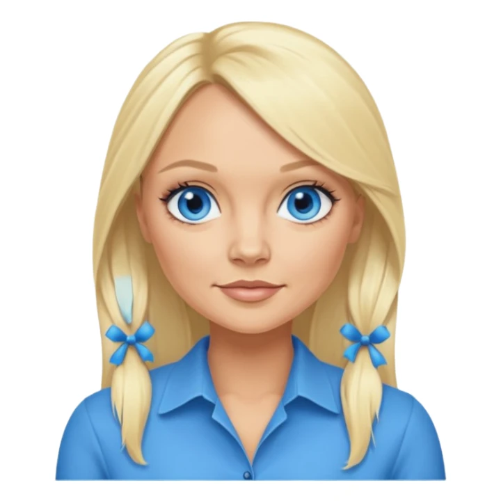 Emma Bunton with blue eyes, blonde long ponytail hair sticker