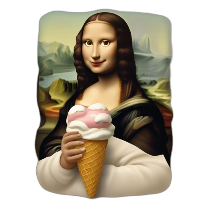 Mona Lisa painting with ice cream cone in her hand hand sticker