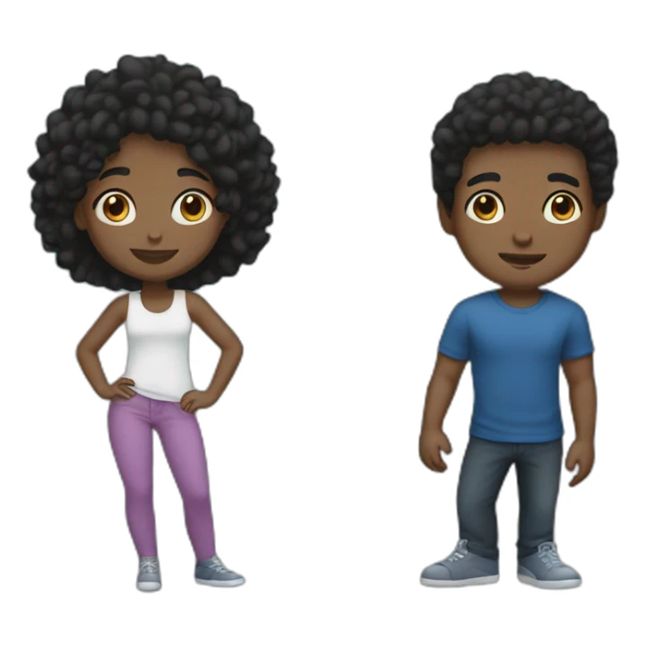 Black men with a girl black hair and blue eus sticker