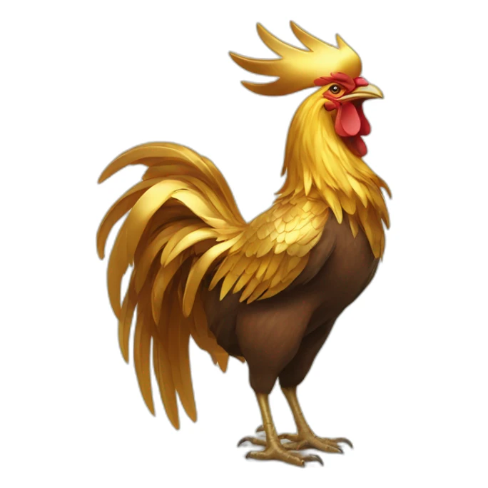 proud and howling golden phoenix rooster with a golden crown on its head sticker