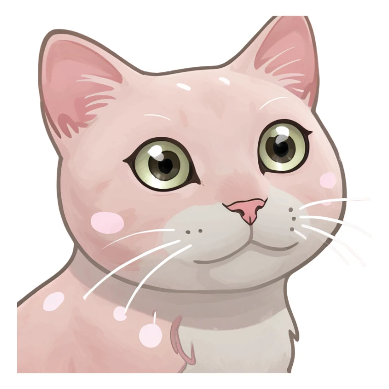 Light pink cat with white spots and light pink eyes sticker