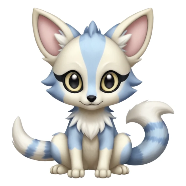 Irideacent pastel whitish pale bright cute adorable innocent precious Genet-Absol-Zeraora-Primagen-fusion-creature  sticker
