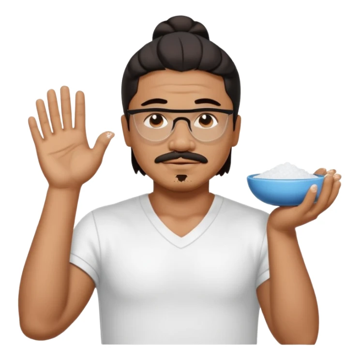 Salt Bae meme character sprinkling salt, simple and expressive, no text sticker