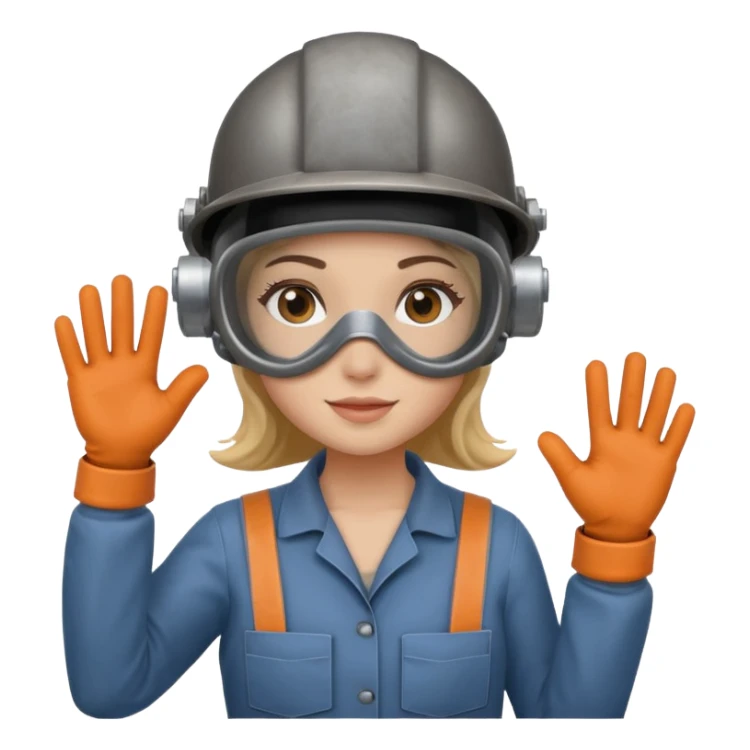 Girl welder waving hi sticker
