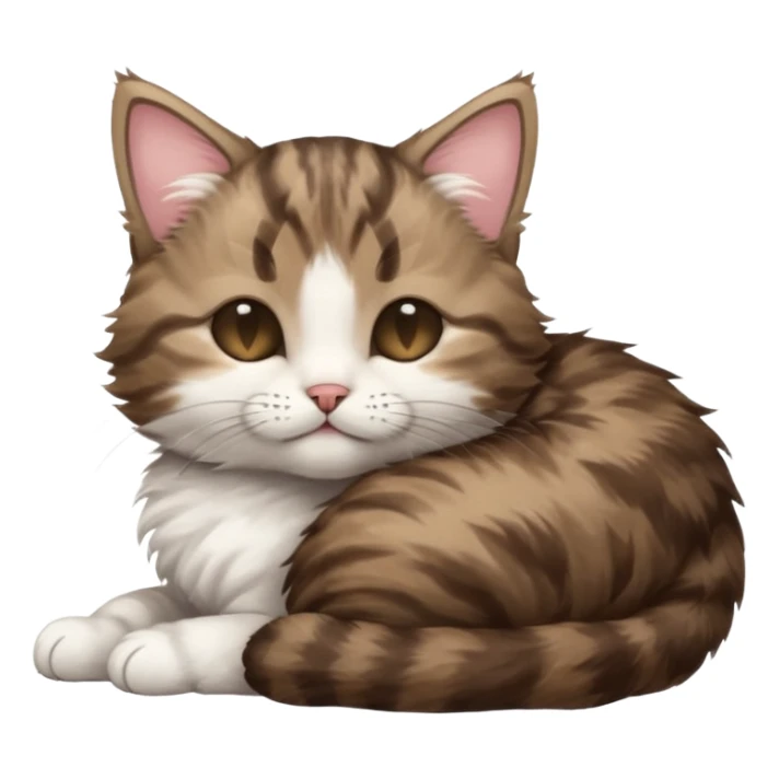 dark brown tabby and white kitten in funny positions with eyes closed sticker
