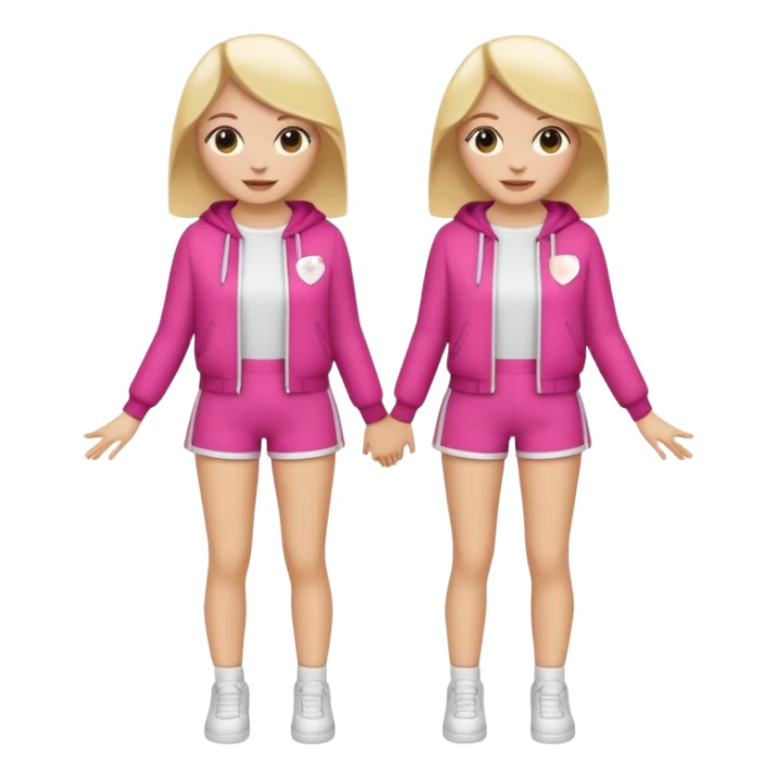 👯‍♀️ generate this emoji, as two white girls, bffs, the same pose but maybe the outfit cuter. we are models sticker