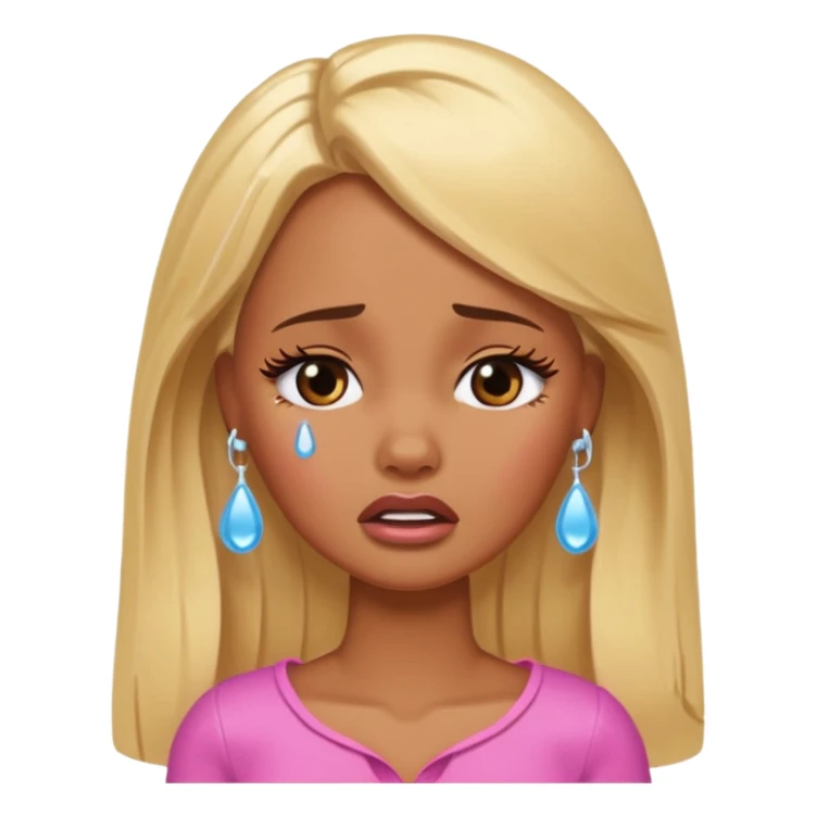 brown skin blonde barbie crying with tears  sticker
