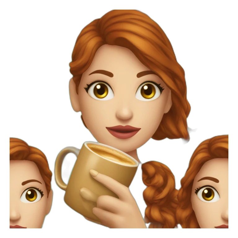 mulher-ruiva-olho-verde-cabelo-liso-comprido-segurando-caneca-café sticker